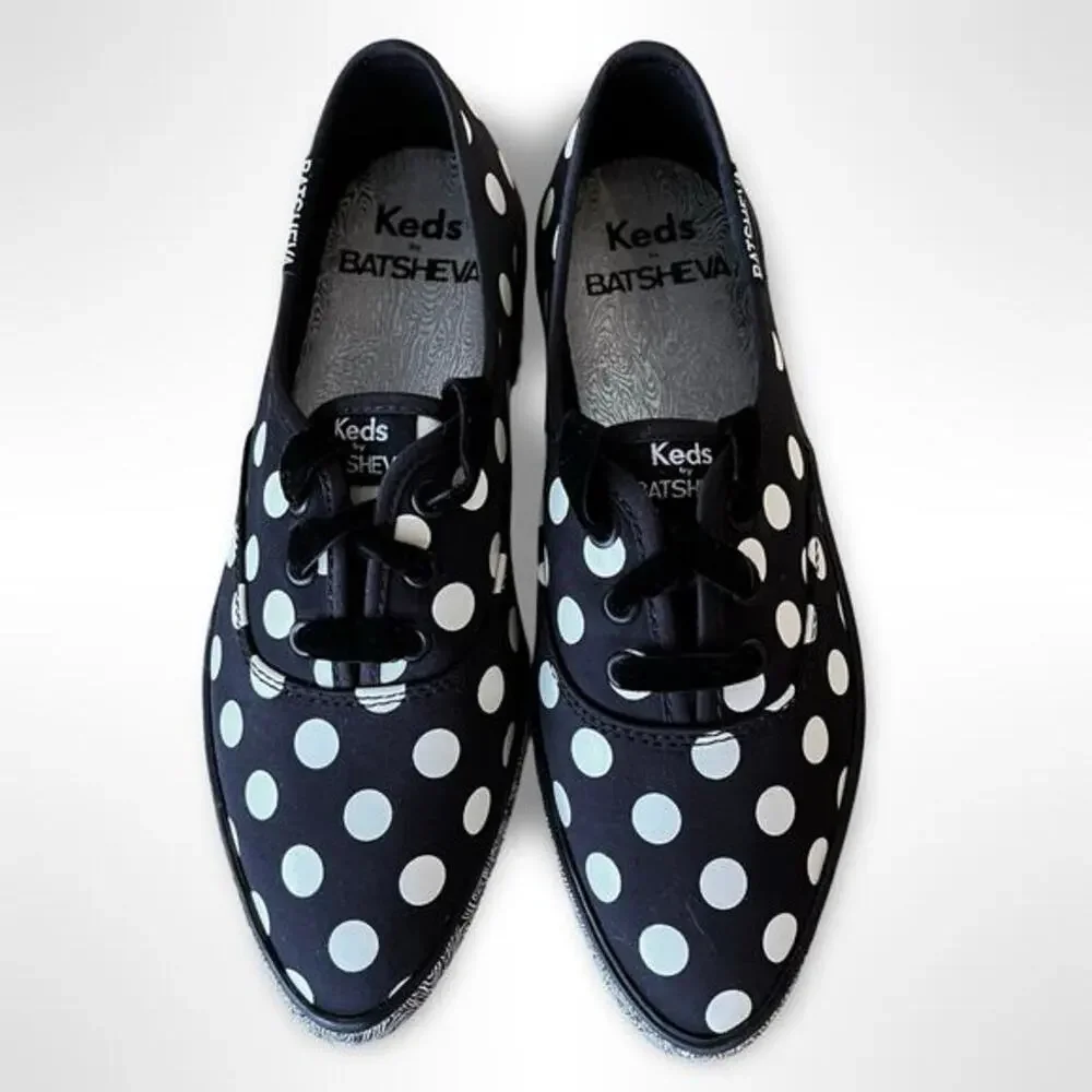 Keds x Batsheva Pointed Toe Polka Dot Platform Sneakers Black White Velvet Laces